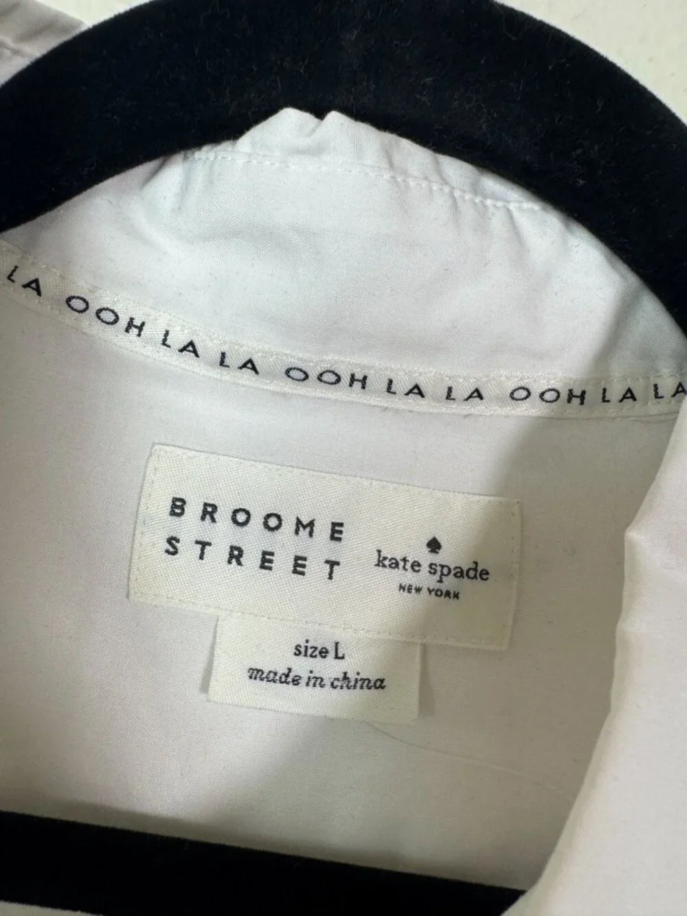 Kate Spade Broome Street White Button Up Shirt Sz Large 100% Cotton Long Sleeve